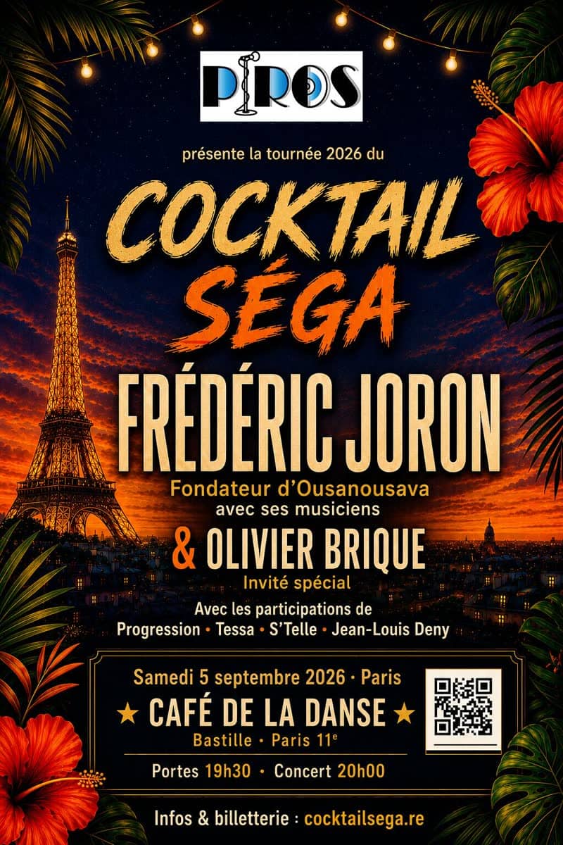 Affiche Cocktail Séga · Café de la Danse, Paris, 5 septembre 2026